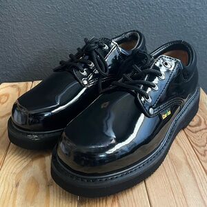 Cactus footwear 401 black patent leather oil resistant work boots